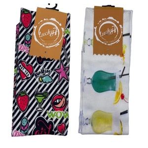 Lucky7 socks 2pairs, cocktail and striped print